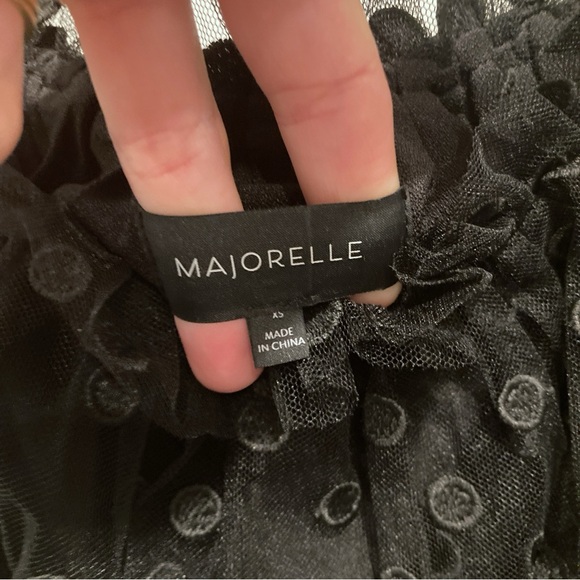 Revolve Majorelle Baby Bye Bye Crop Top Black Tule Polka Dot - Picture 4 of 5